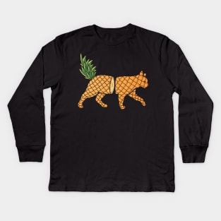 Fruit Cat: Pineapple Kids Long Sleeve T-Shirt